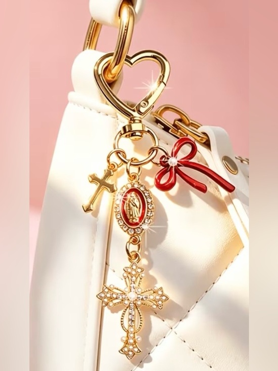 Accessories - NEW Red, Pearl, & Gold Cross Bag/Purse Charm